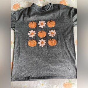 Gray Pumpkin and Flower Kids Shirt